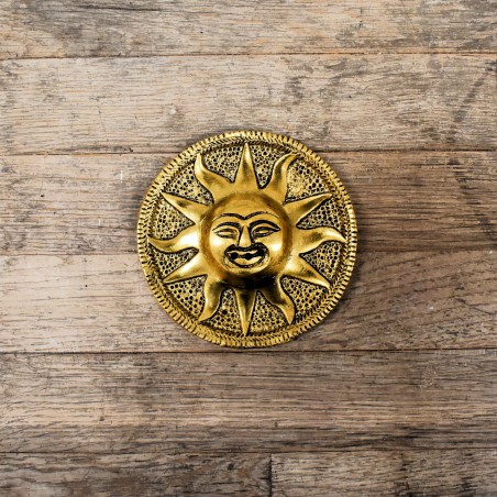 SOULBEAUTY - Porta Incienso Plato Metal Sol Dorado