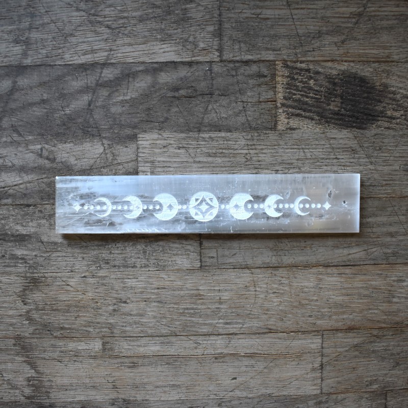 MINERALSOUL - Porta Incienso Tabla Selenita Wicca