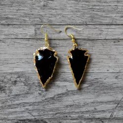 🌱 VIPARTESANIAS - Pendientes Obsidiana Diseño Único - Envío Gratis 24H 🌞