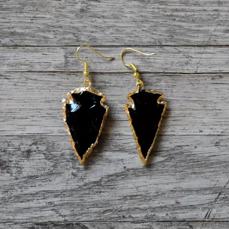 🌱 VIPARTESANIAS - Pendientes Obsidiana Diseño Único - Envío Gratis 24H 🌞