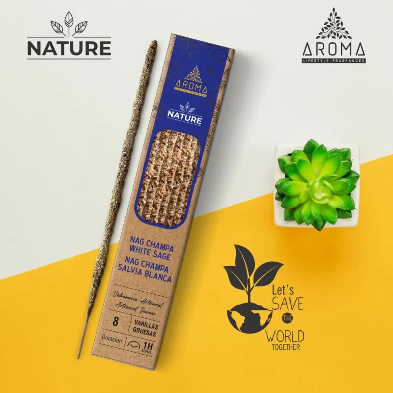 Vipartesanias - Incienso Nature Nag Champa Salvia Blanca Aroma - Envío gratis 24h