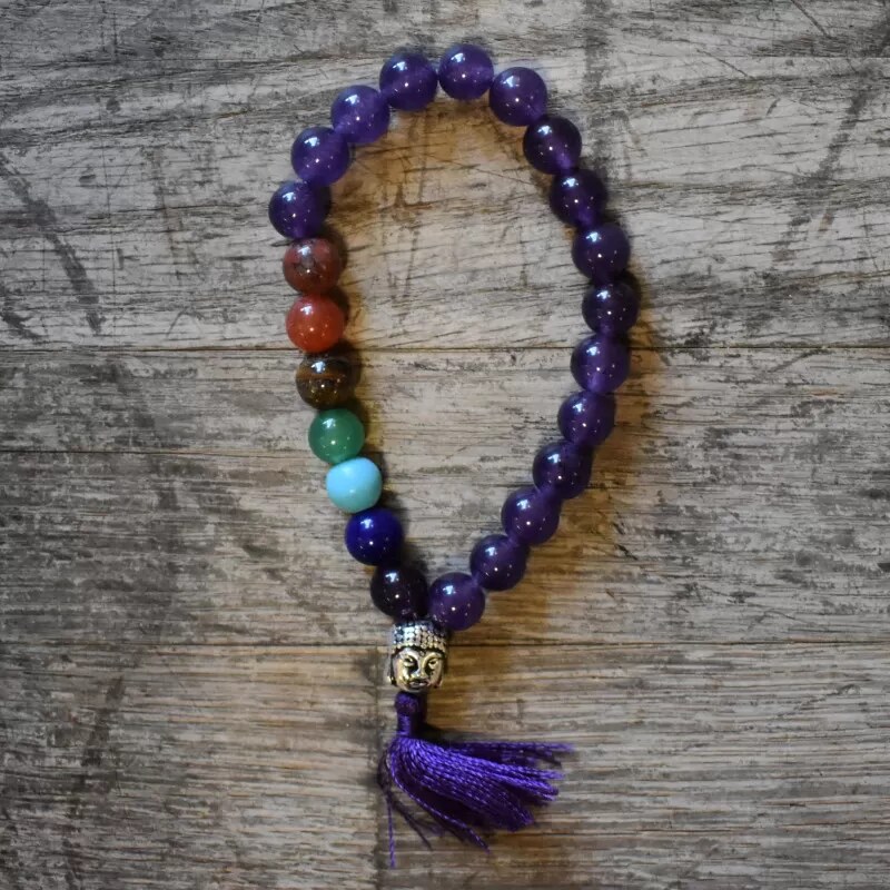 Vipartesanias - Pulsera Amatista Buda + 7 Chakras - Envío 24h