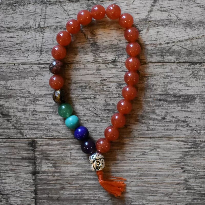 Vipartesanias - Pulsera Cornalina Buda + 7 Chakras - Envío 24h
