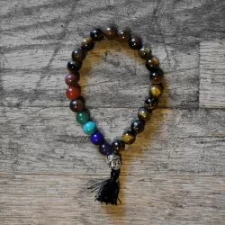 Vipartesanias - Pulsera Ojo de Tigre Buda + 7 Chakras - 24h