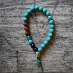 Vipartesanias - Pulsera Turquesa Buda + 7 Chakras - Envío 24h