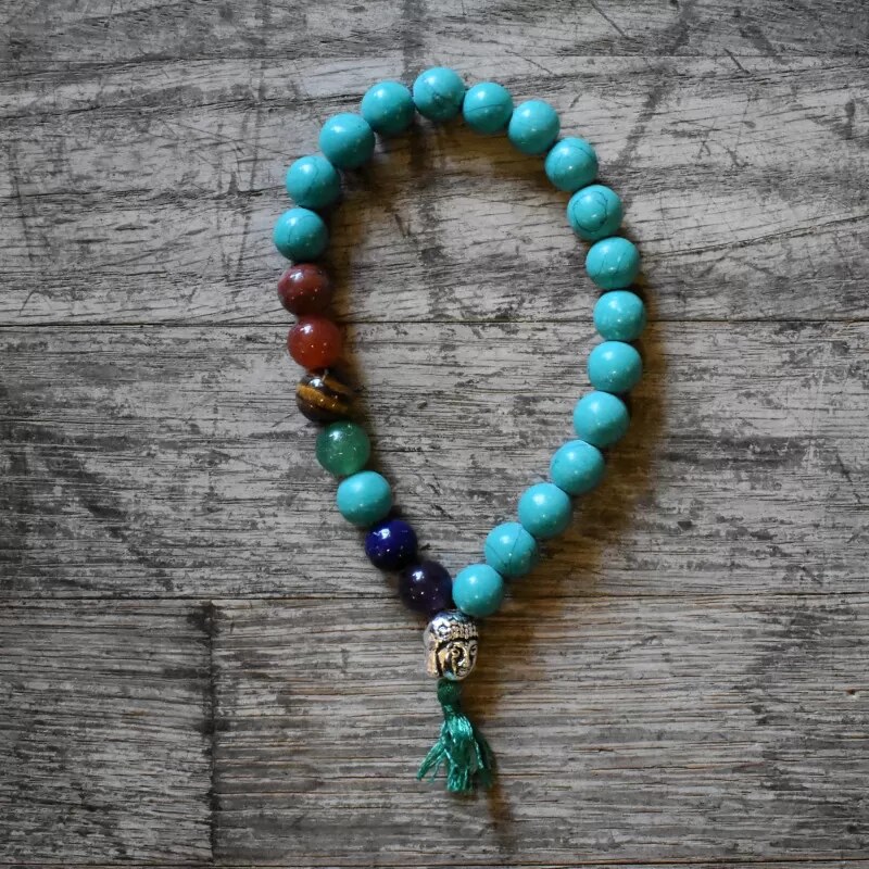 Vipartesanias - Pulsera Turquesa Buda + 7 Chakras - Envío 24h