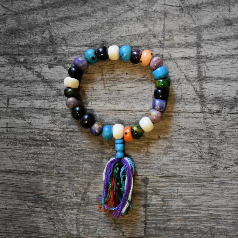 Vipartesanias - Pulsera Tibetana Resina Envejecida Multicolor - 24h