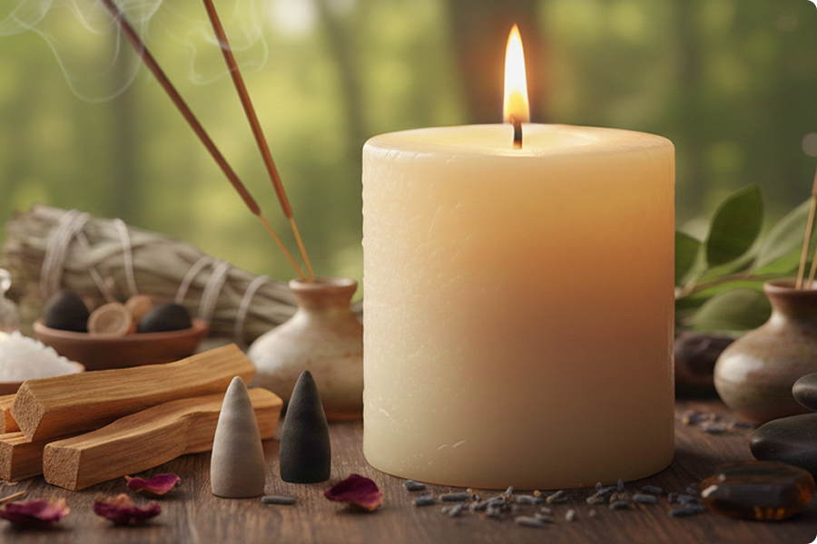 Productos de ritual, incienso y artesanía.